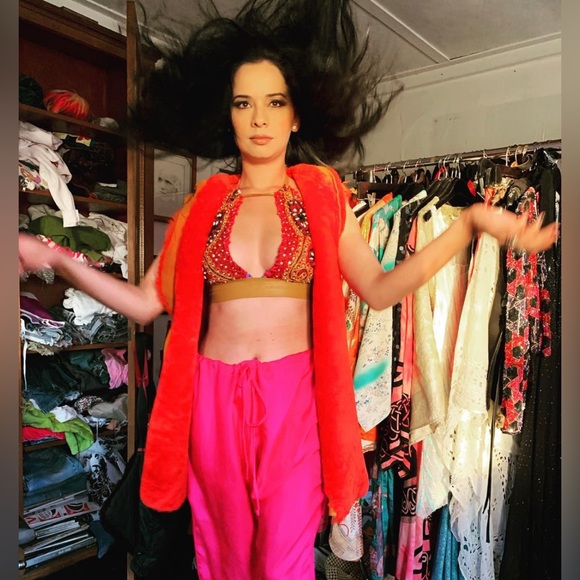 Silk hot neon pink harem pants- katharine story - Picture 3 of 3